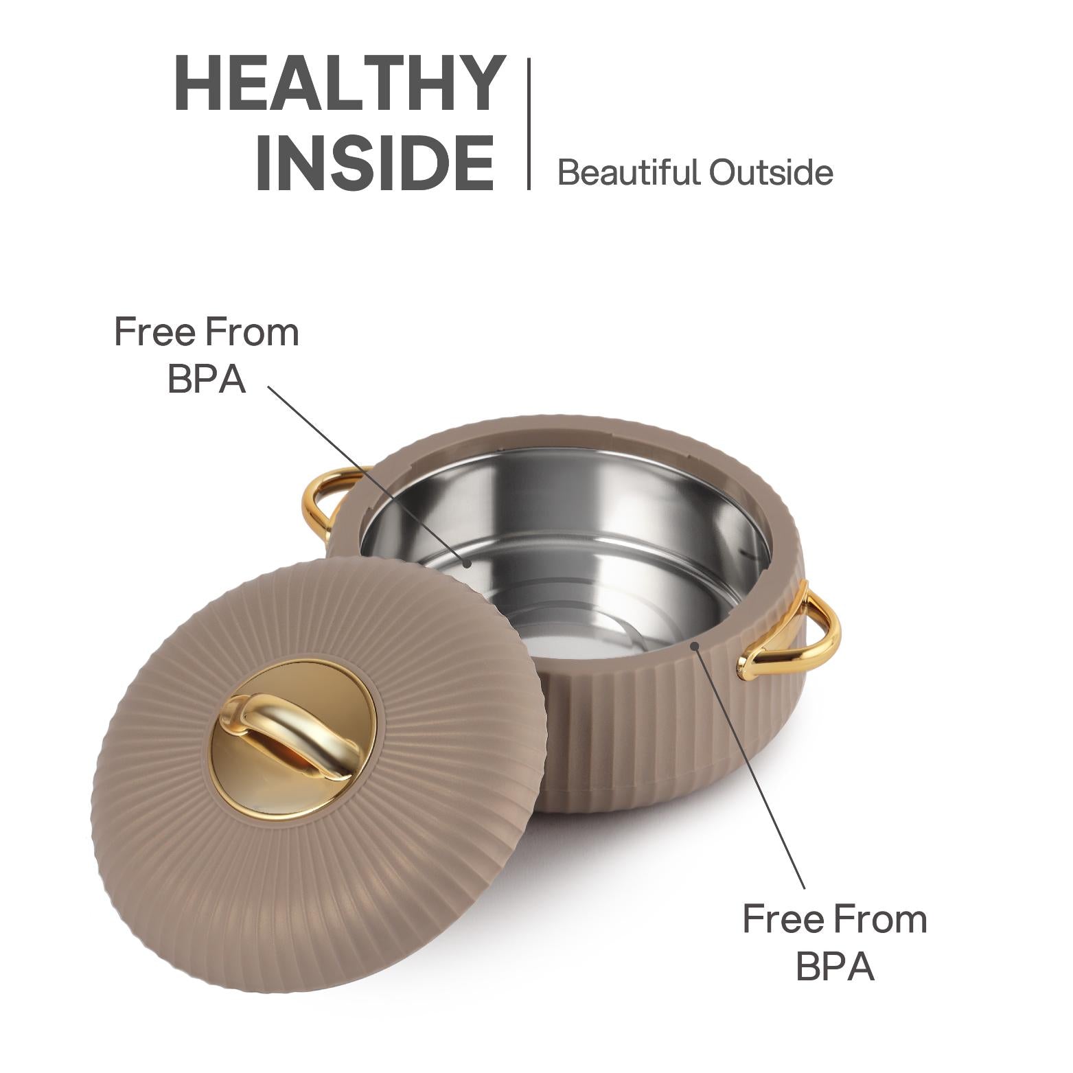 Aurum Insulated Casserole, Set of 3, 1000ml+1000ml+1500ml Brown / 1000ml+1000ml+1500ml