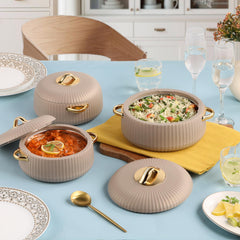 Aurum Insulated Casserole, Set of 3, 1000ml+1000ml+1500ml Brown / 1000ml+1000ml+1500ml