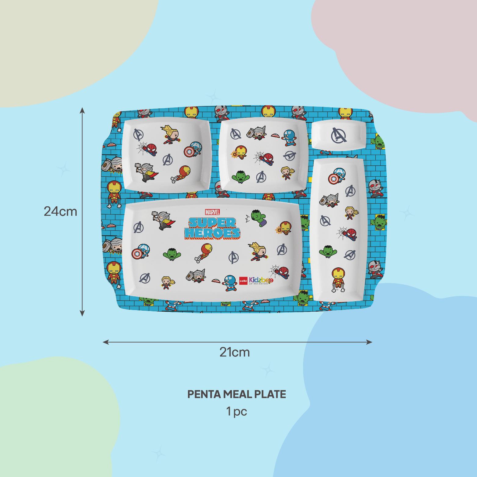 Pentameal Kids Plate, 1 Piece Super Heroes