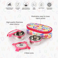 Little Lunch Kids Steel Meal Set With Jacket, 342 ml Each Pink
