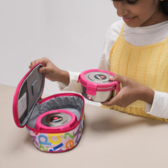 Little Lunch Kids Steel Meal Set With Jacket, 342 ml Each Pink