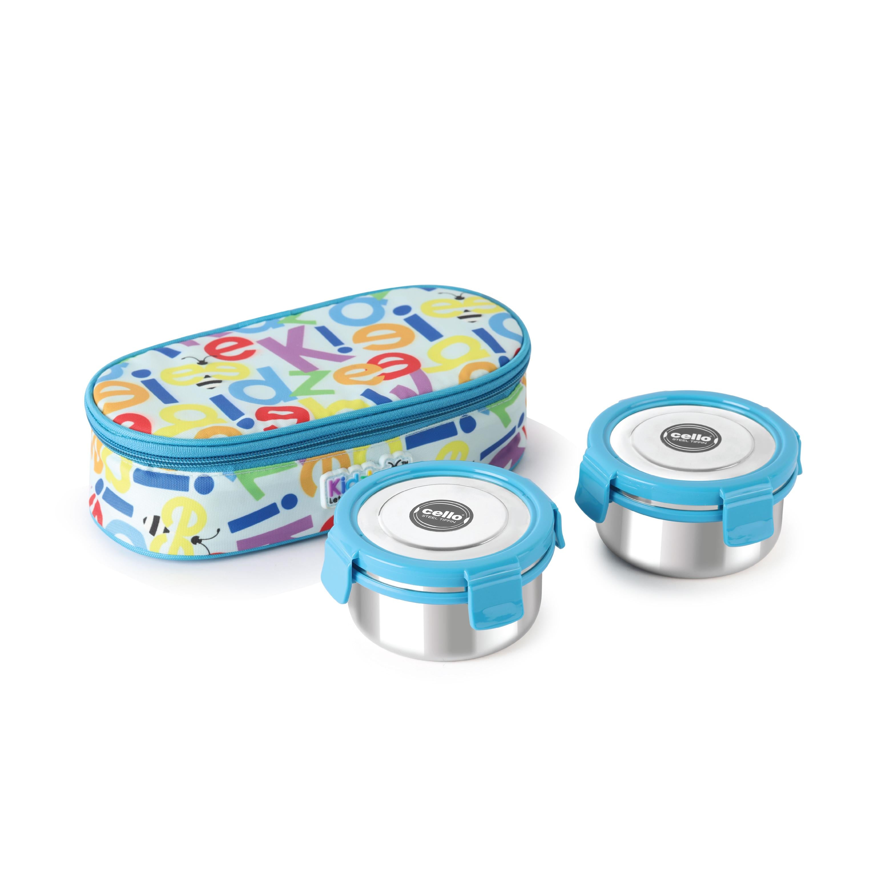Little Lunch Kids Steel Meal Set With Jacket, 342 ml Each Blue