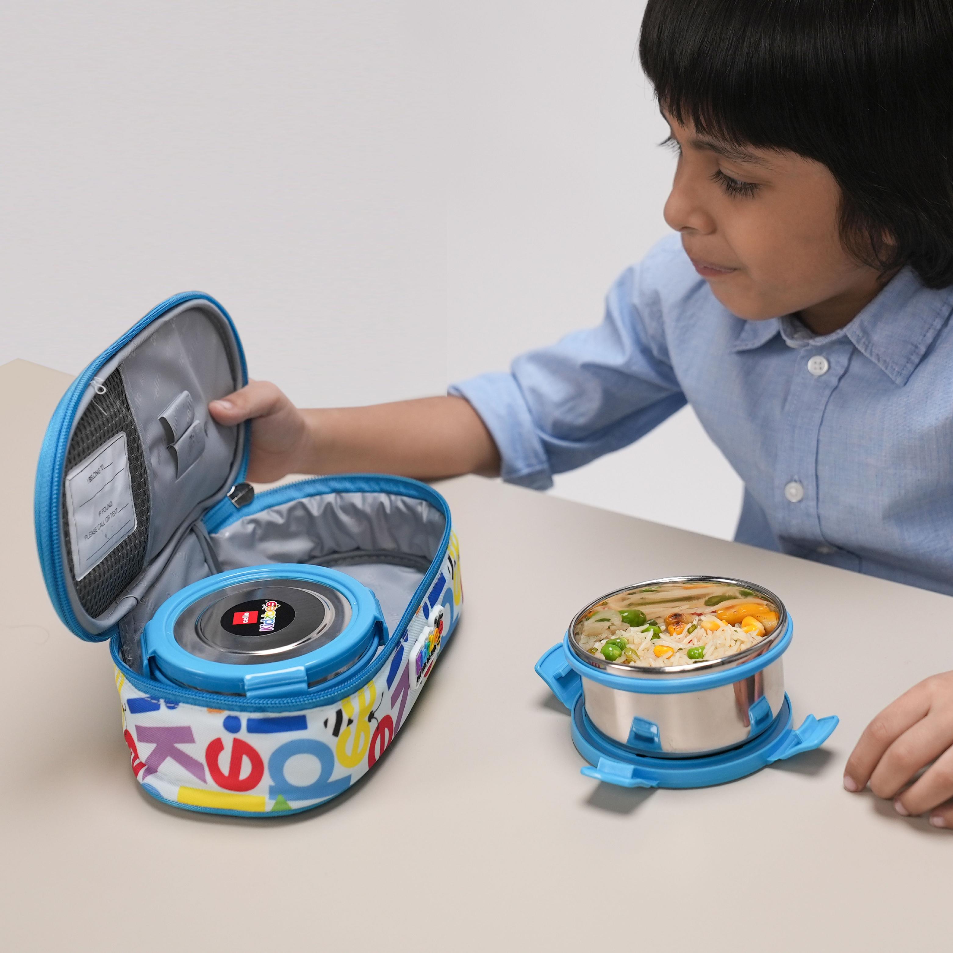 Little Lunch Kids Steel Meal Set With Jacket, 342 ml Each Blue