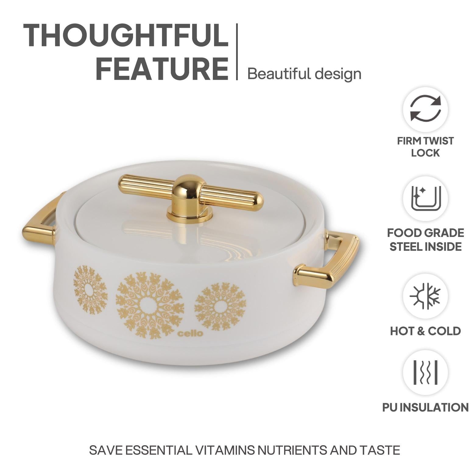 Jewel Insulated Casserole White / 3 Pc Set