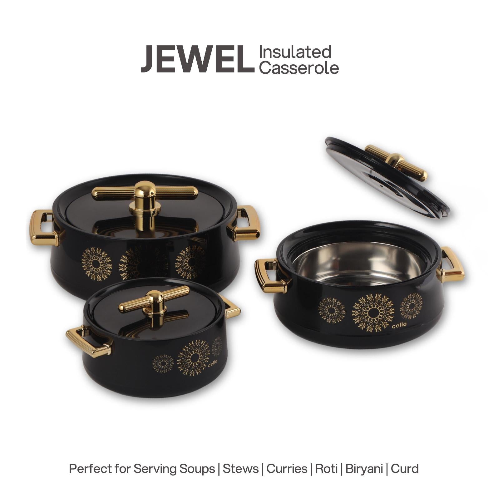 Jewel Insulated Casserole Black / 3 Pc Set