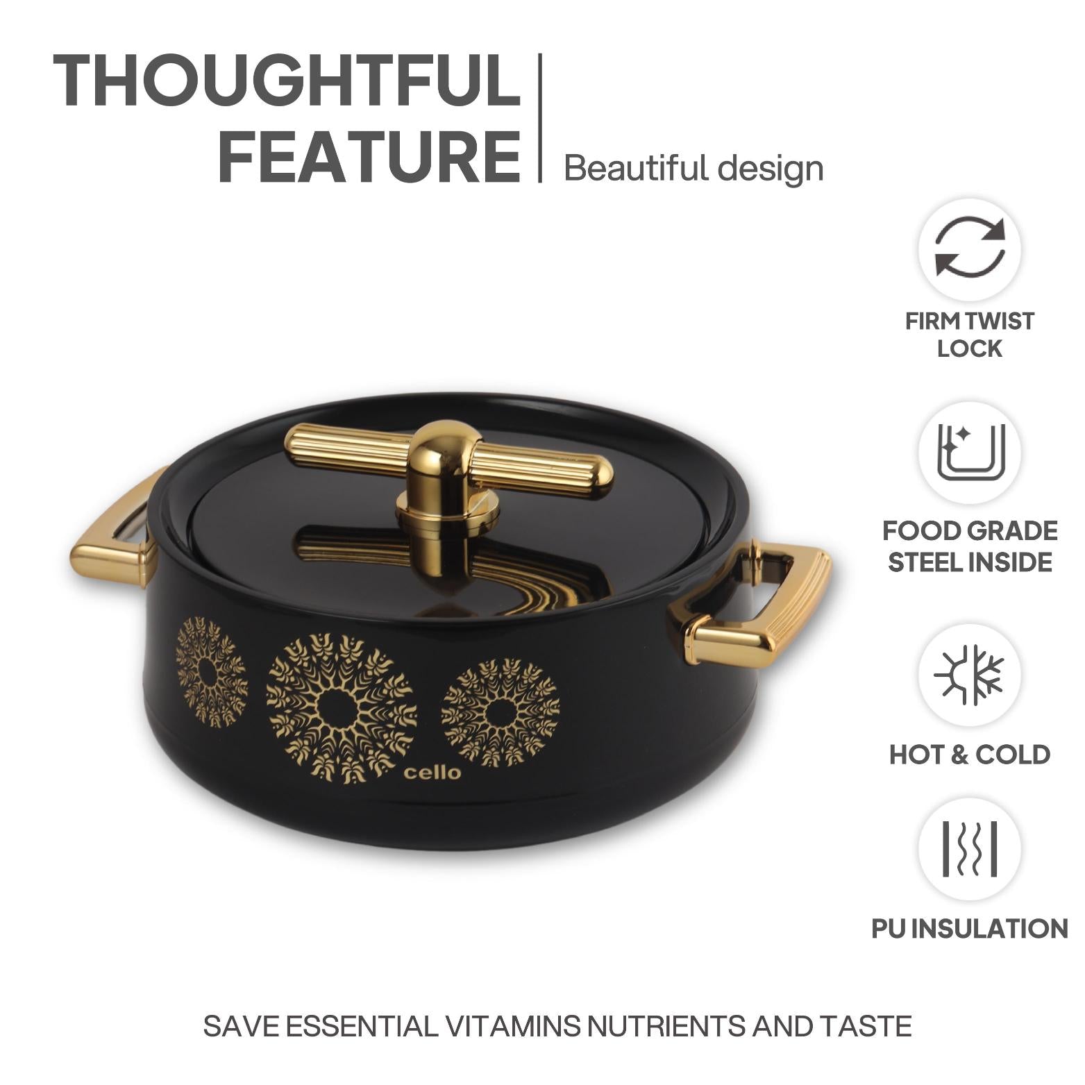 Jewel Insulated Casserole Black / 3 Pc Set