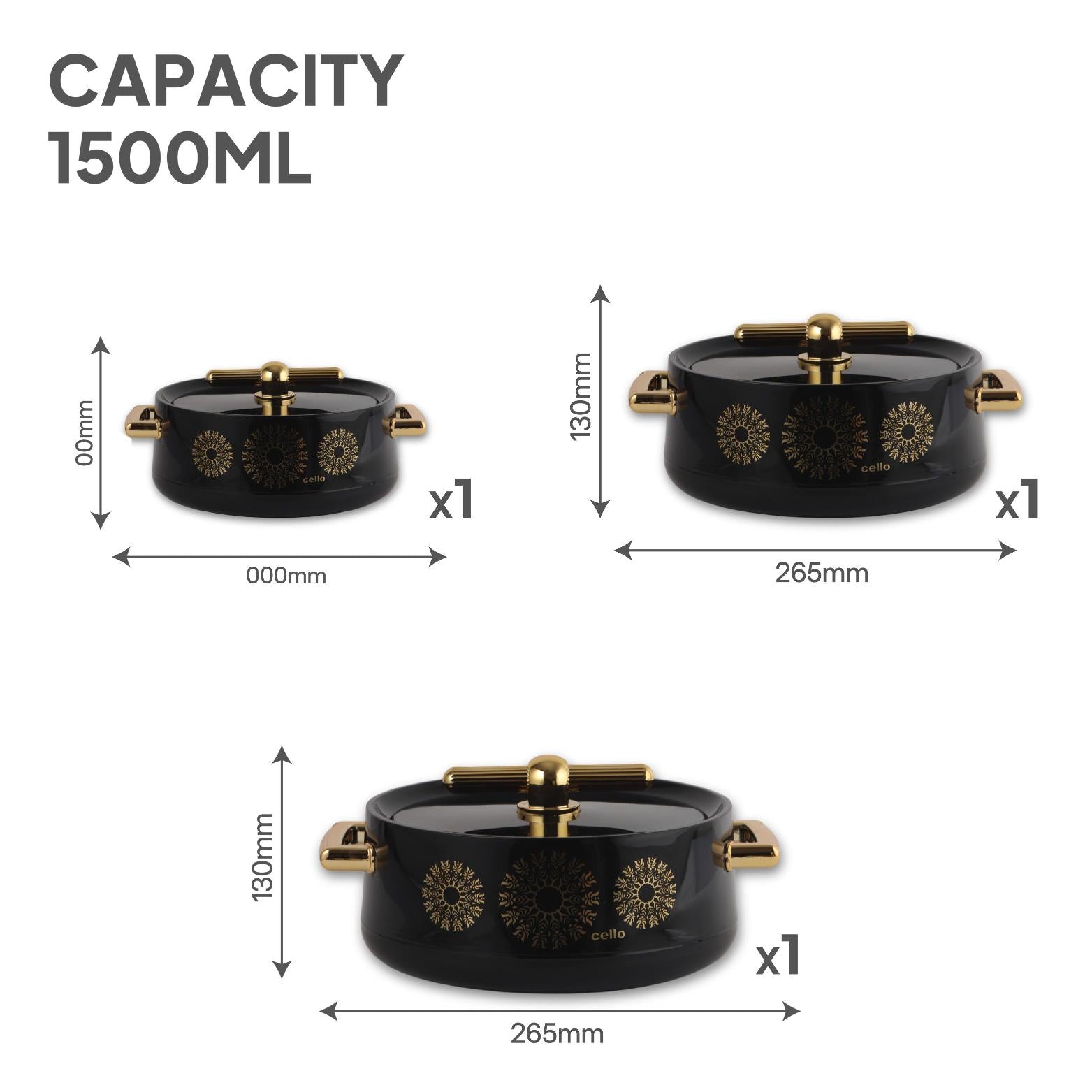 Jewel Insulated Casserole Black / 3 Pc Set
