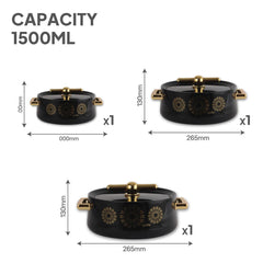 Jewel Insulated Casserole Black / 3 Pc Set