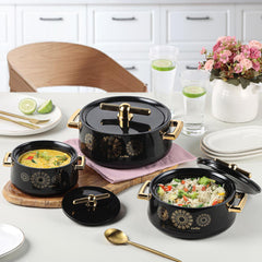 Jewel Insulated Casserole Black / 3 Pc Set