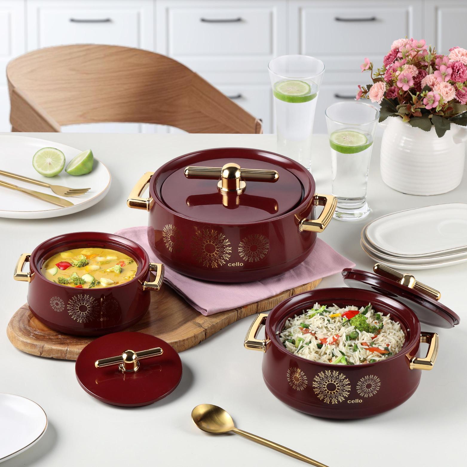 Jewel Insulated Casserole Burgandy / 3 Pc Set