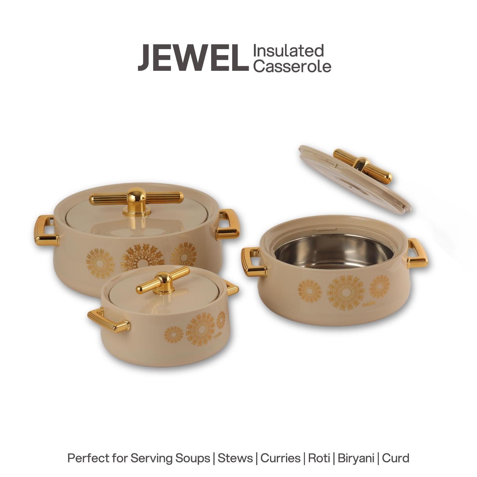Jewel Insulated Casserole Beige / 3 Pc Set