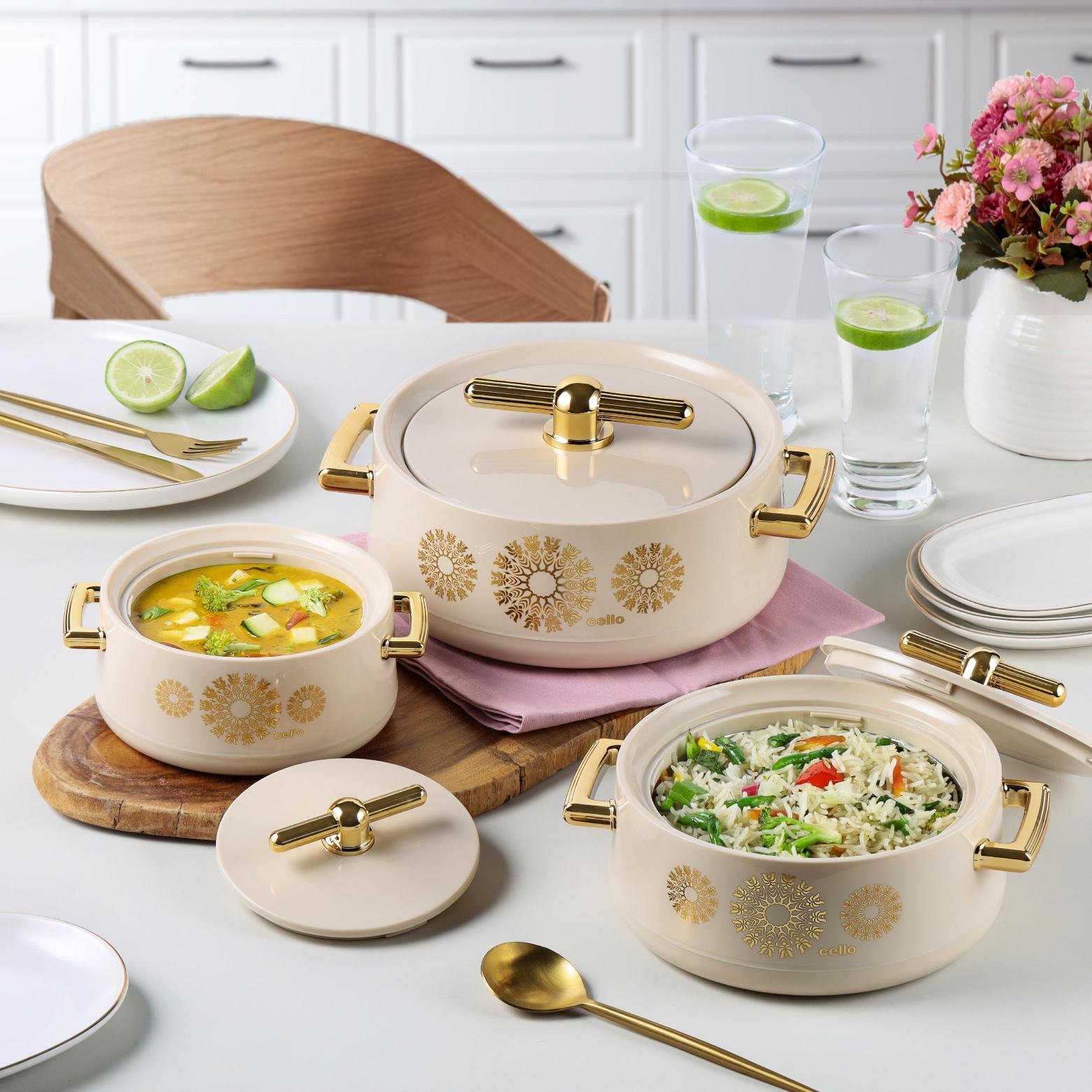 Jewel Insulated Casserole Beige / 3 Pc Set