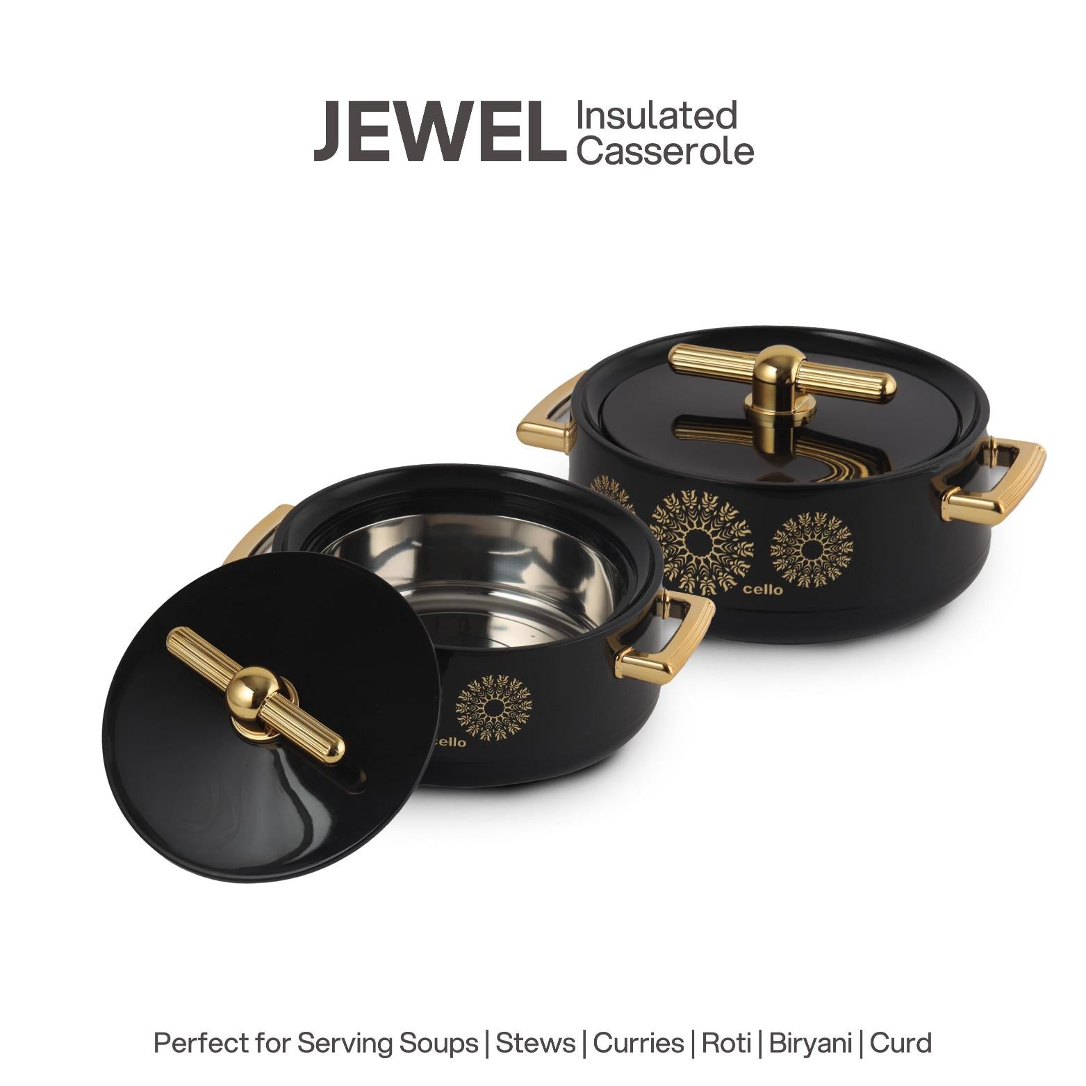 Jewel Insulated Casserole Black / 2 Pc Set