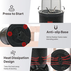 Frutomix Nutri Blend Pro, 500W Multi-Purpose Blender Black, Set of 6 500