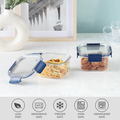 Stack Lock Canister, Set of 2 Blue / 450ml