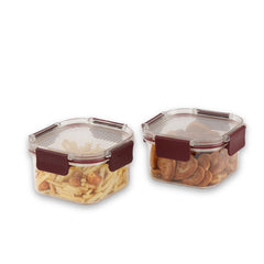 Stack Lock Canister, Set of 2 Maroon / 450ml