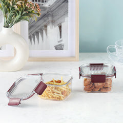 Stack Lock Canister, Set of 2 Maroon / 450ml