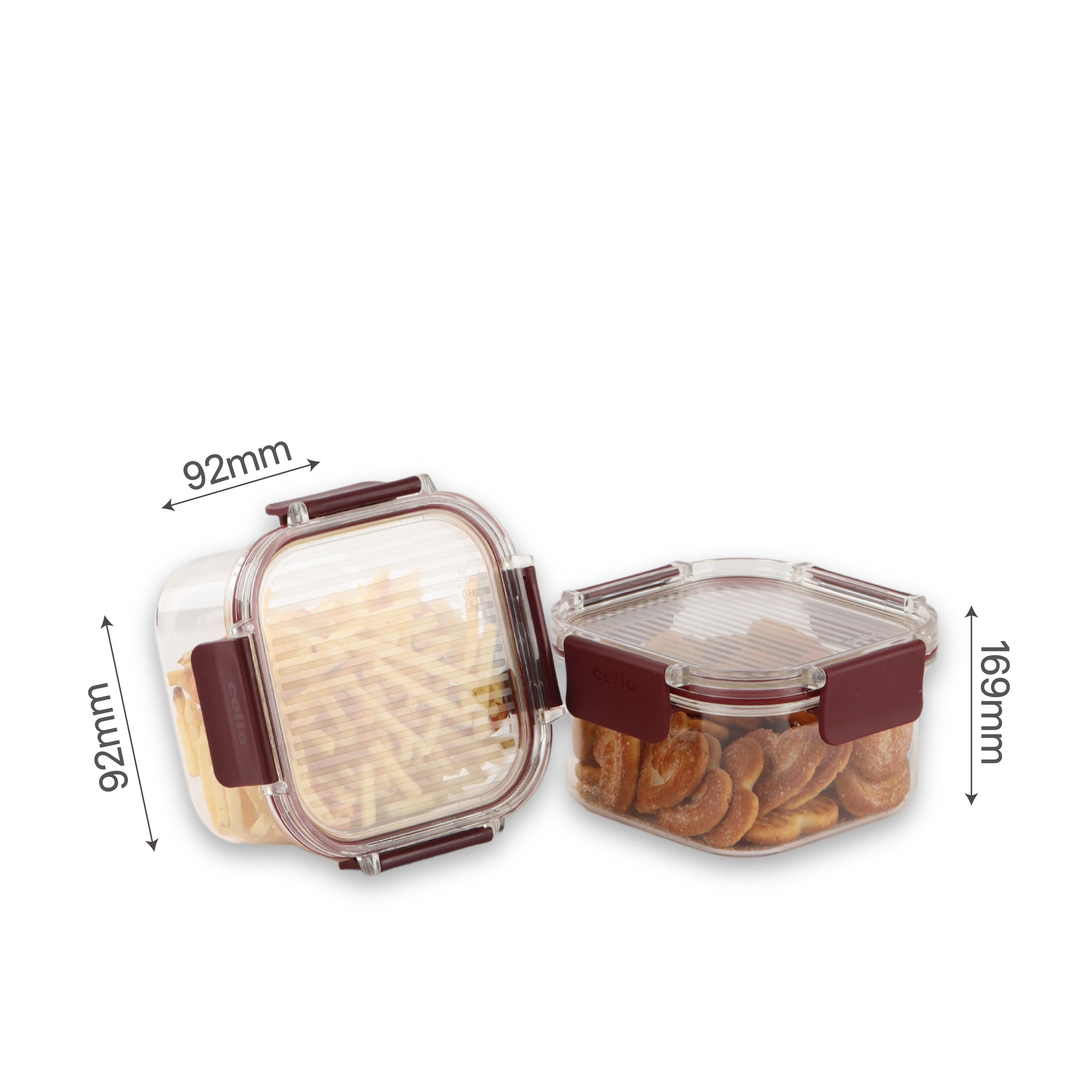 Stack Lock Canister, Set of 2 Maroon / 450ml