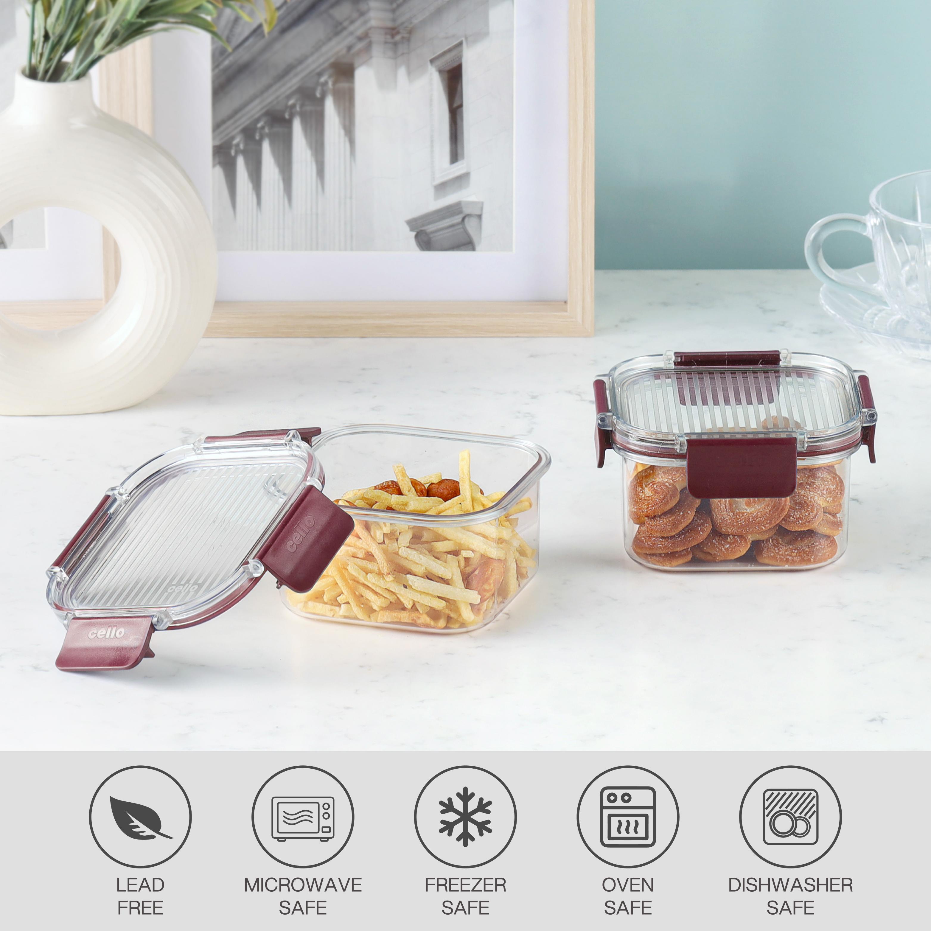 Stack Lock Canister, Set of 2 Maroon / 450ml