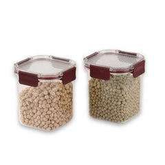 Stack Lock Canister, Set of 2 Maroon / 900ml