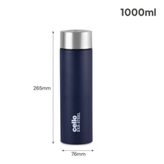 H2O Matt Stainless Steel Bottle, 1000ml Navy Blue / 1000 ml