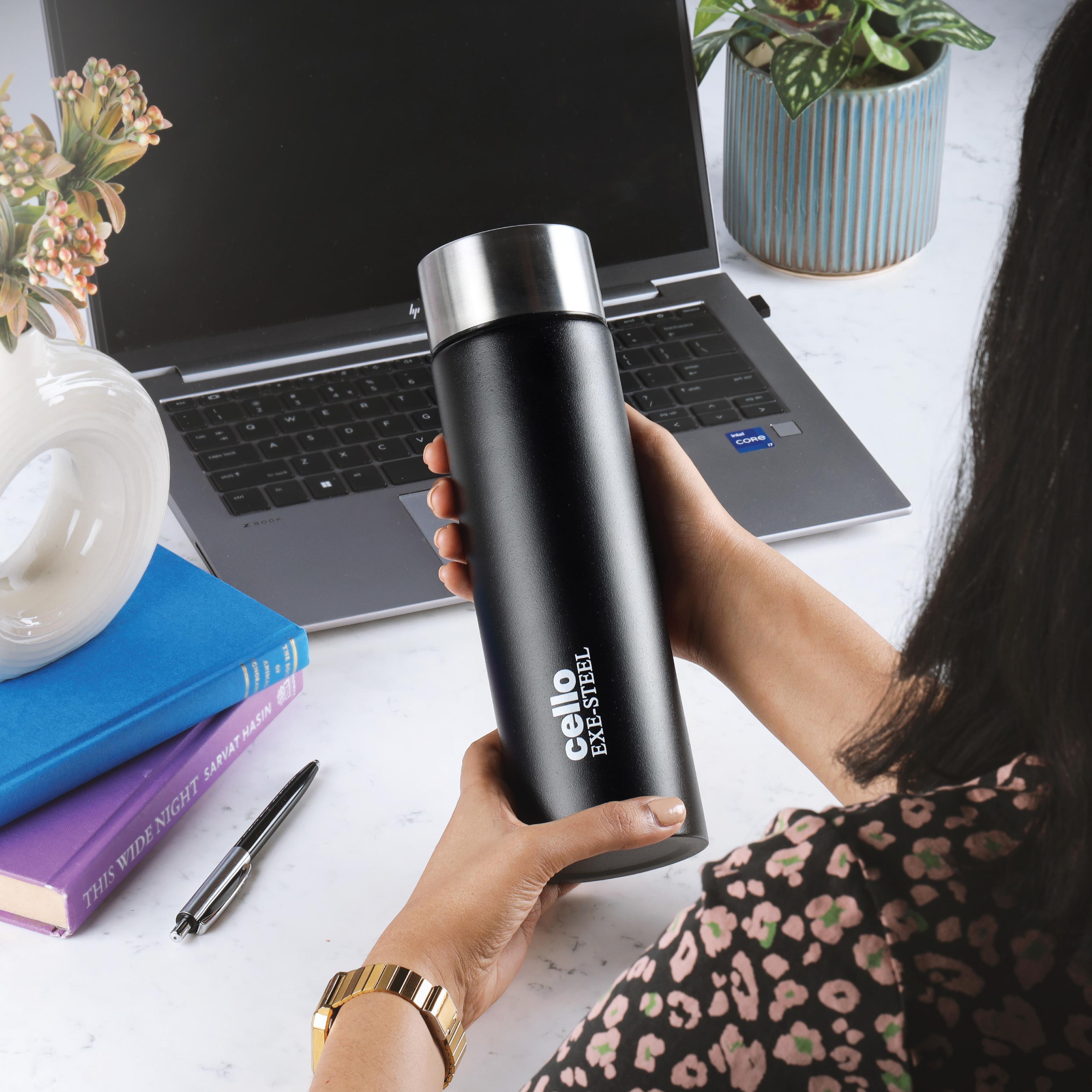 H2O Matt Stainless Steel Bottle, 1000ml Black / 1000 ml