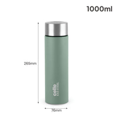 H2O Matt Stainless Steel Bottle, 1000ml Light Green / 1000 ml