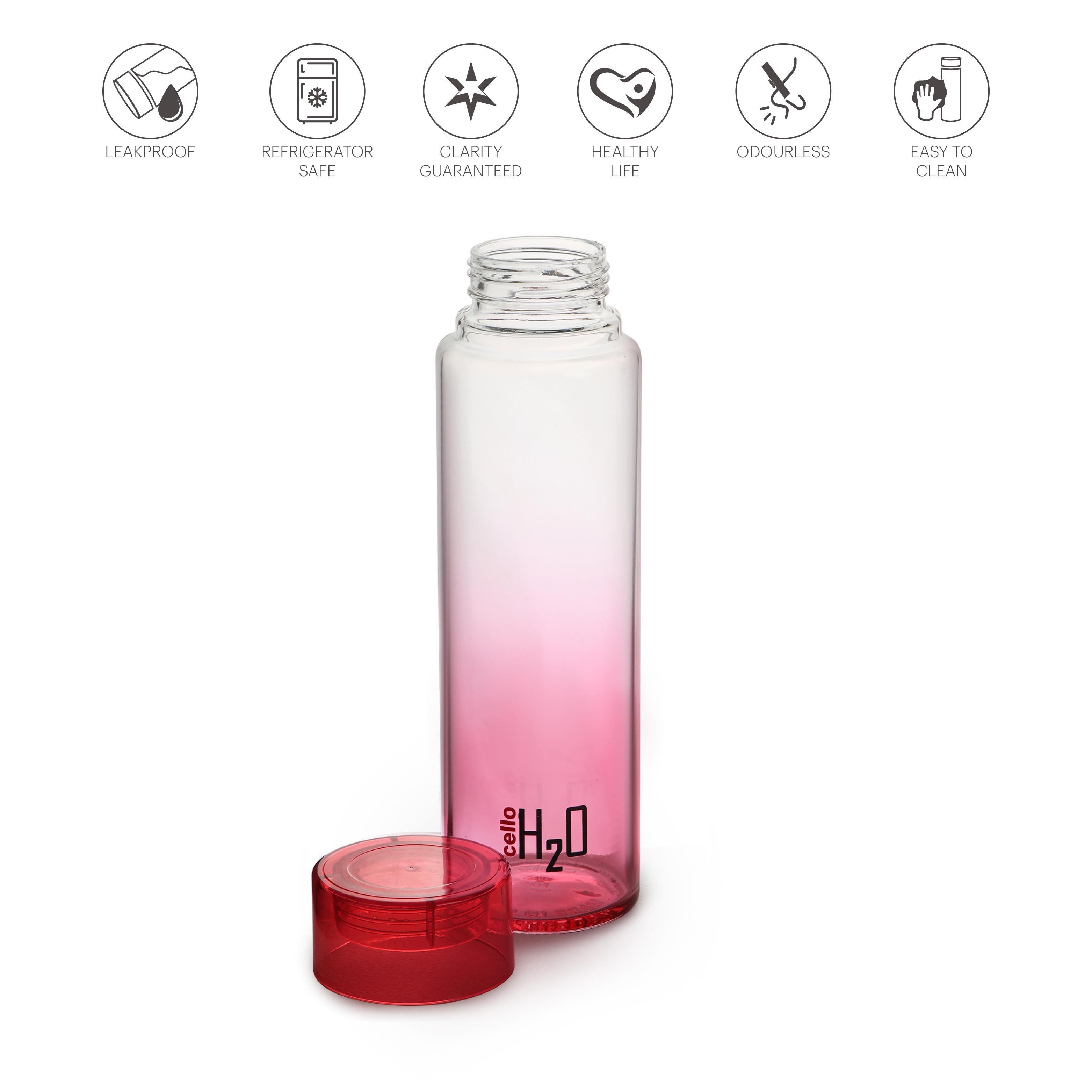 H2O Glass Colour Bottle, Set of 3, 930 mL Red / 3 Pieces
