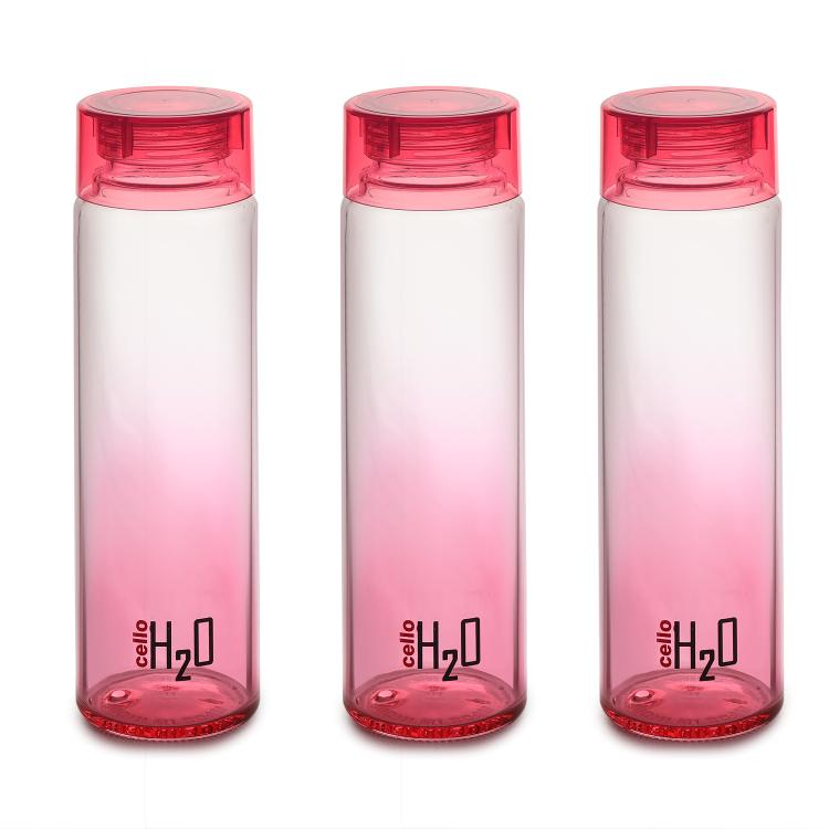 H2O Glass Colour Bottle, Set of 3, 930 mL Red / 3 Pieces