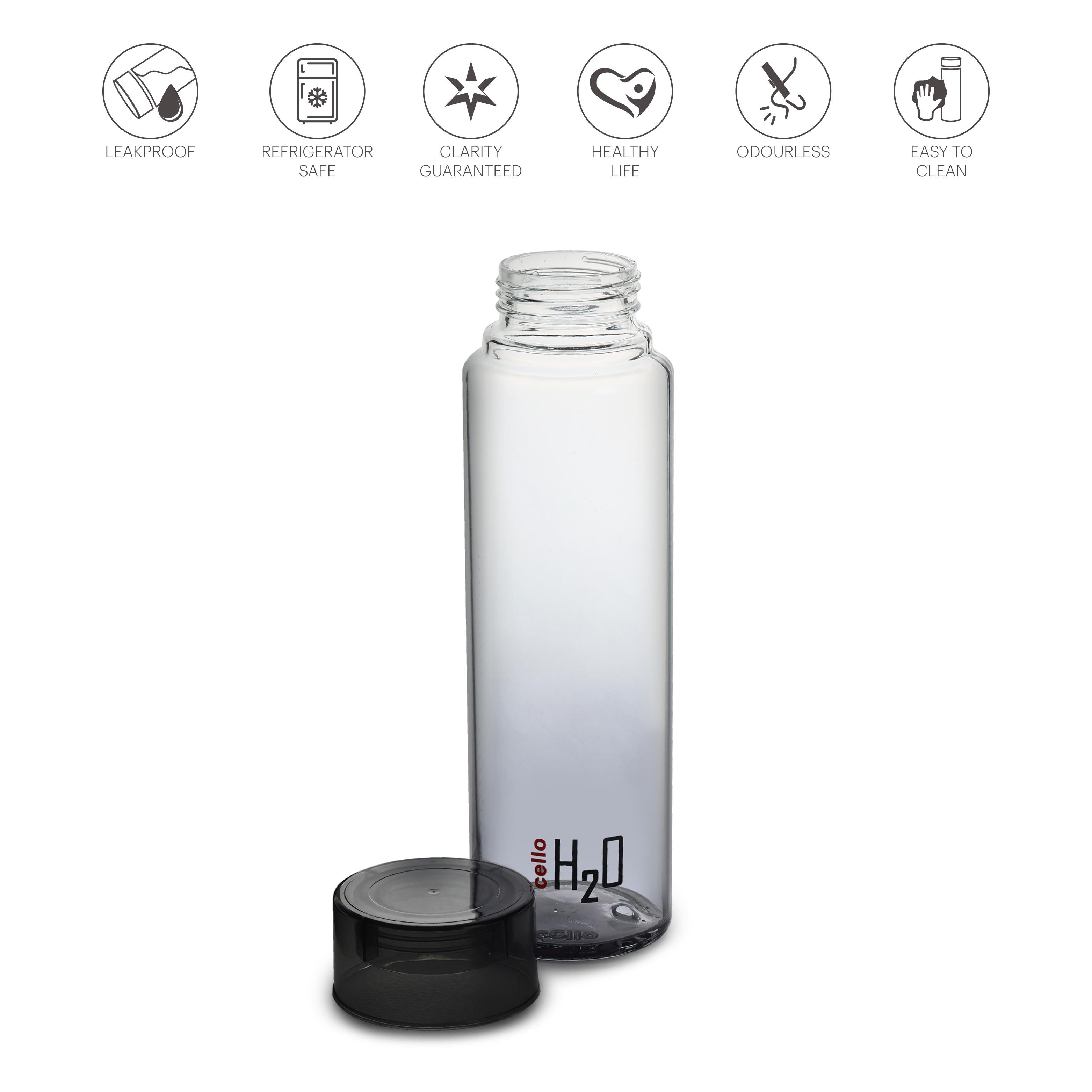 H2O Glass Colour Bottle, Set of 3, 930 mL Black / 3 Pieces