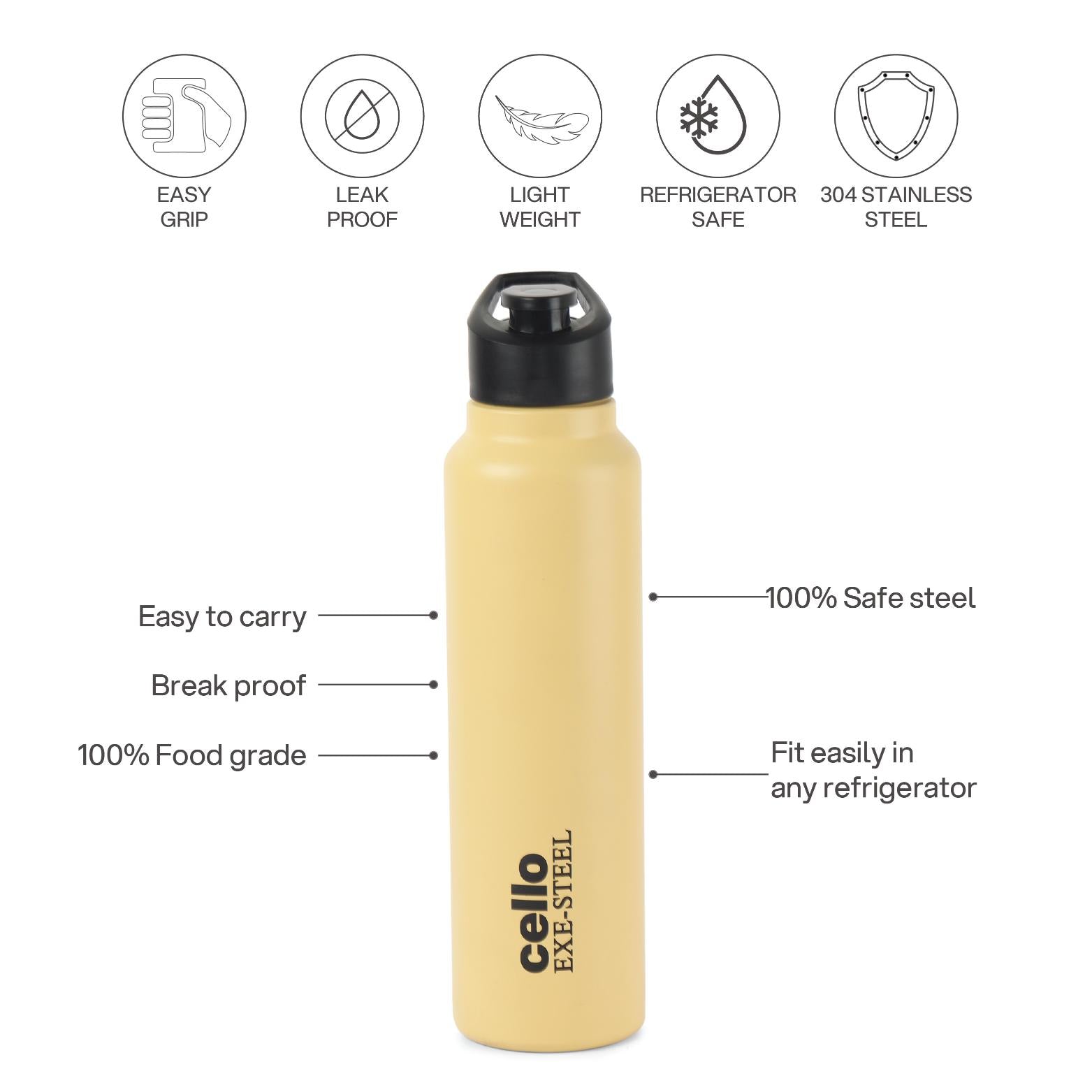 Solido Exe Single Walled Stainless Steel Bottle Yellow / 1000 ml