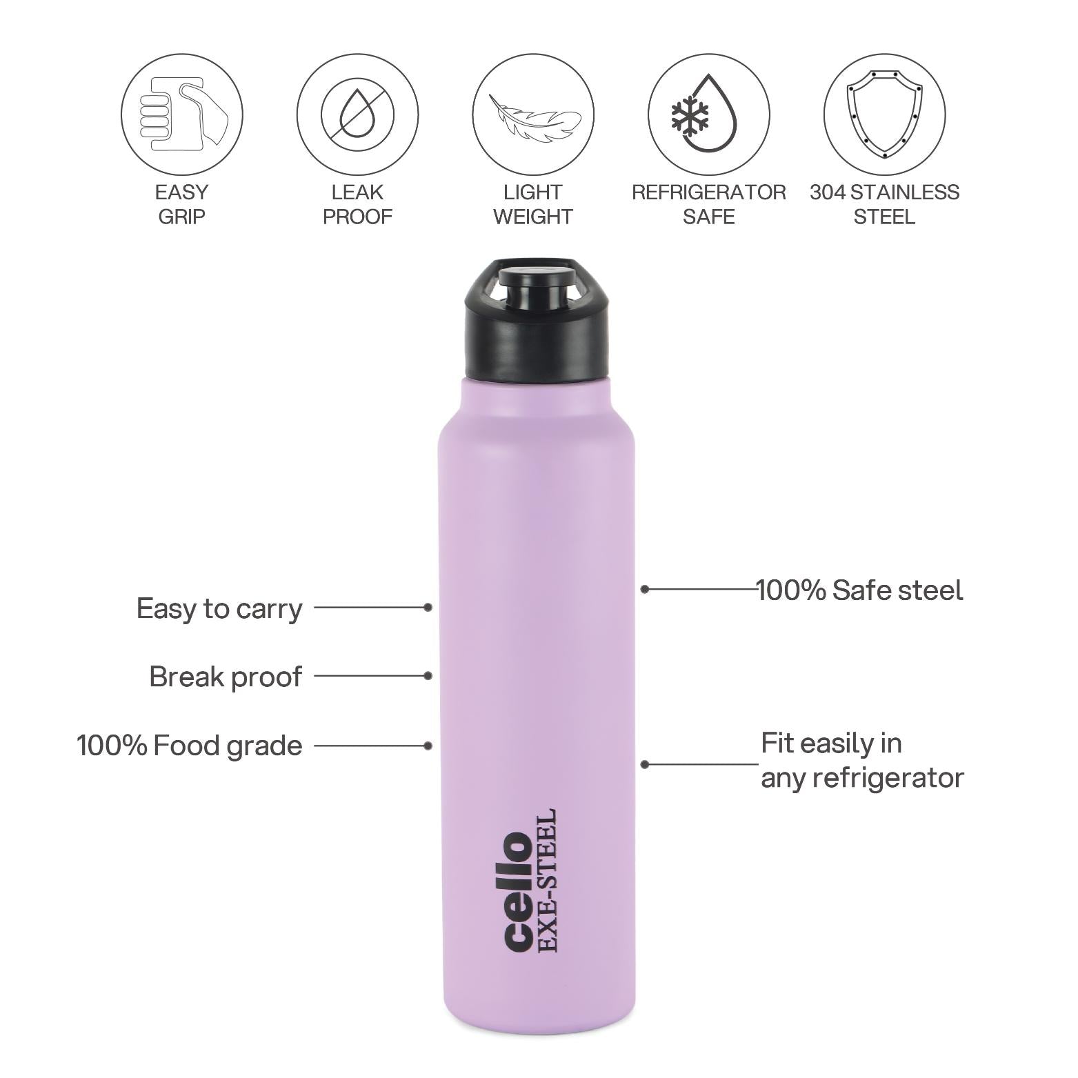 Solido Exe Single Walled Stainless Steel Bottle Purple / 1000 ml