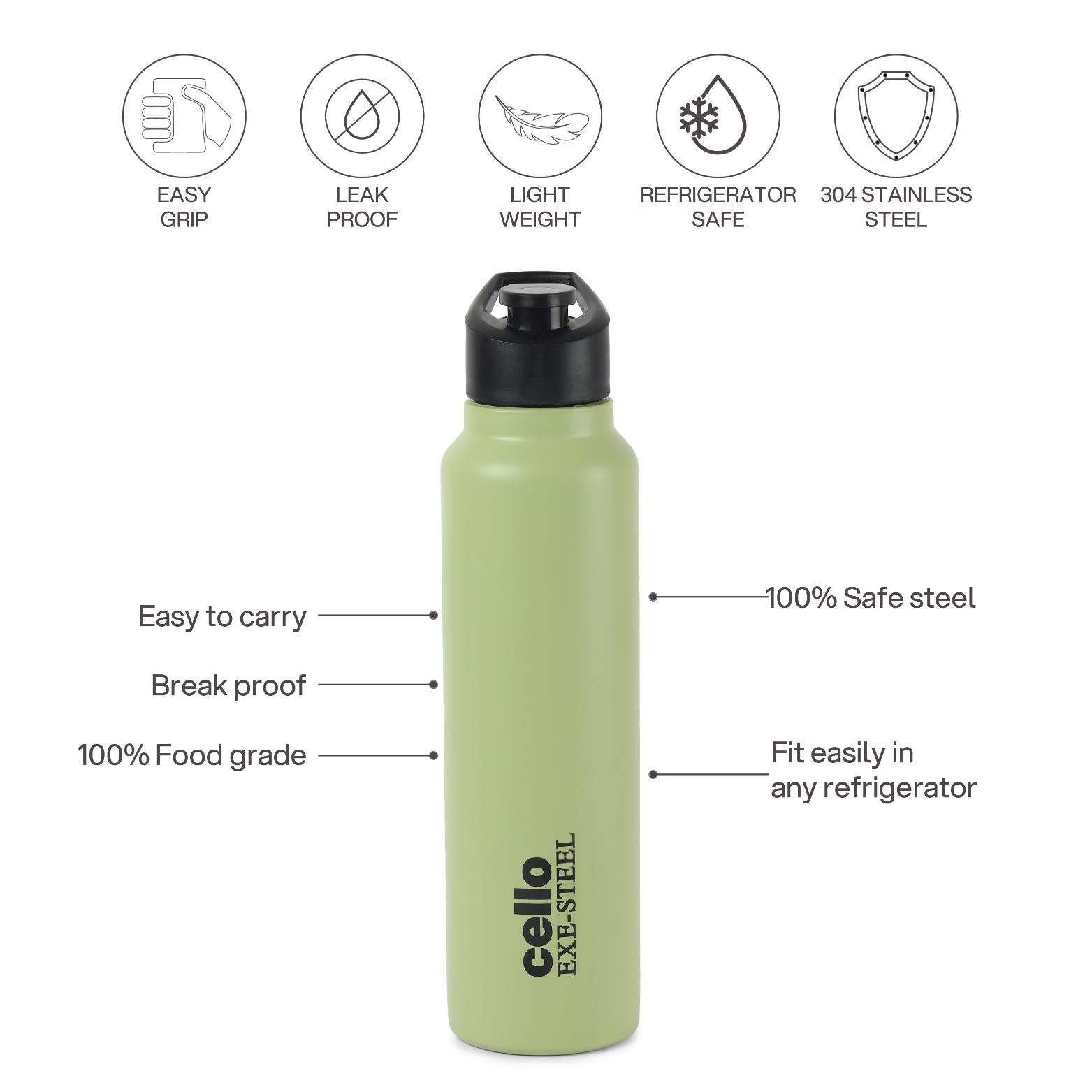 Solido Exe Single Walled Stainless Steel Bottle Green / 1000 ml