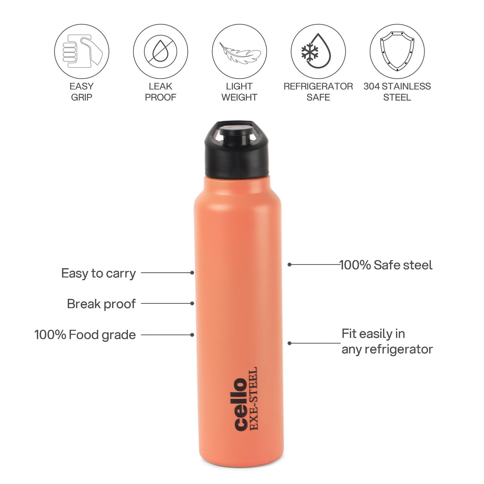 Solido Exe Single Walled Stainless Steel Bottle Orange / 1000 ml