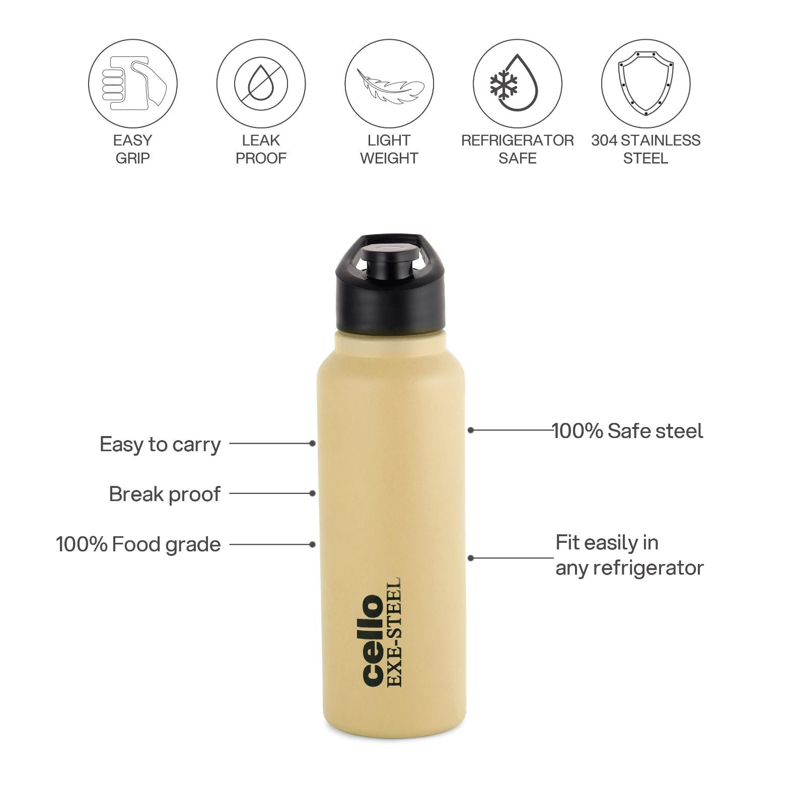 Solido Exe Single Walled Stainless Steel Bottle Yellow / 800 ml