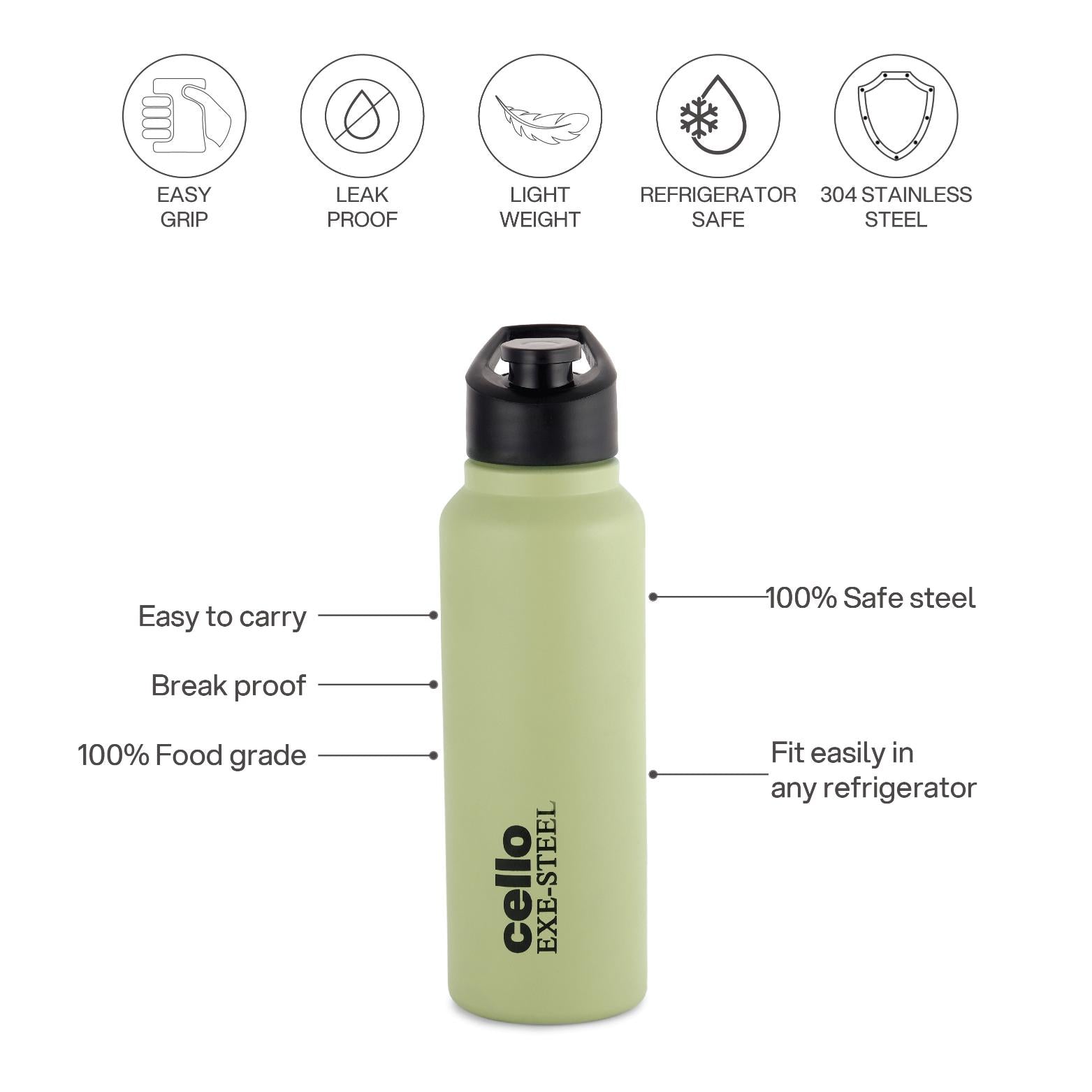 Solido Exe Single Walled Stainless Steel Bottle Green / 800 ml