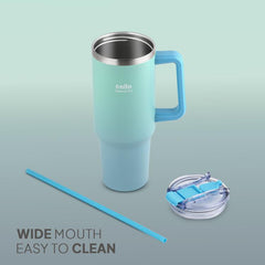 Quench Pro 1200 Insulated Travel Tumbler with Handle, Lid & Straw Sea Green / 1200ml