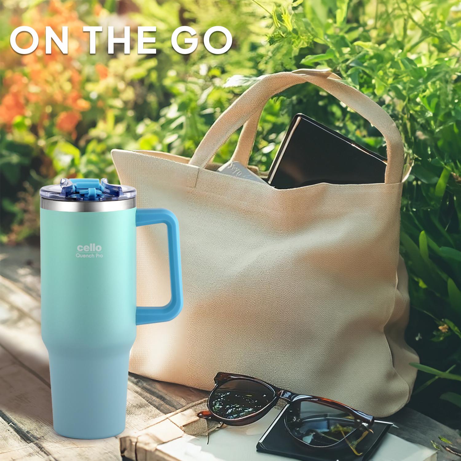 Quench Pro 1200 Insulated Travel Tumbler with Handle, Lid & Straw Sea Green / 1200ml