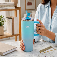 Quench Pro 1200 Insulated Travel Tumbler with Handle, Lid & Straw Sea Green / 1200ml