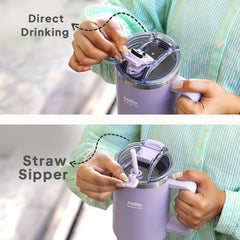 Quench Pro 1200 Insulated Travel Tumbler with Handle, Lid & Straw Rich Lilac / 1200ml