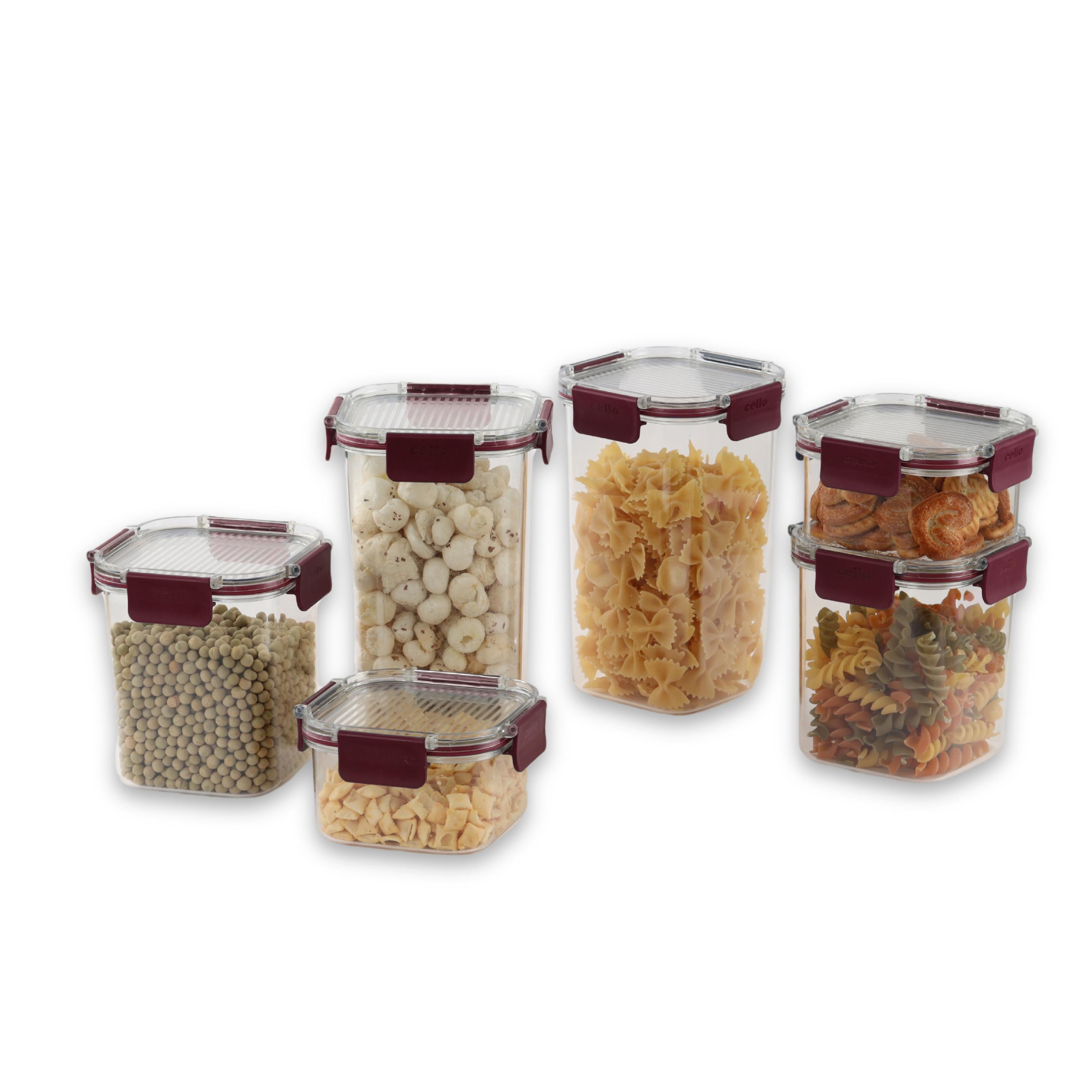 Stack Lock Storage Jar, Set of 6 Maroon