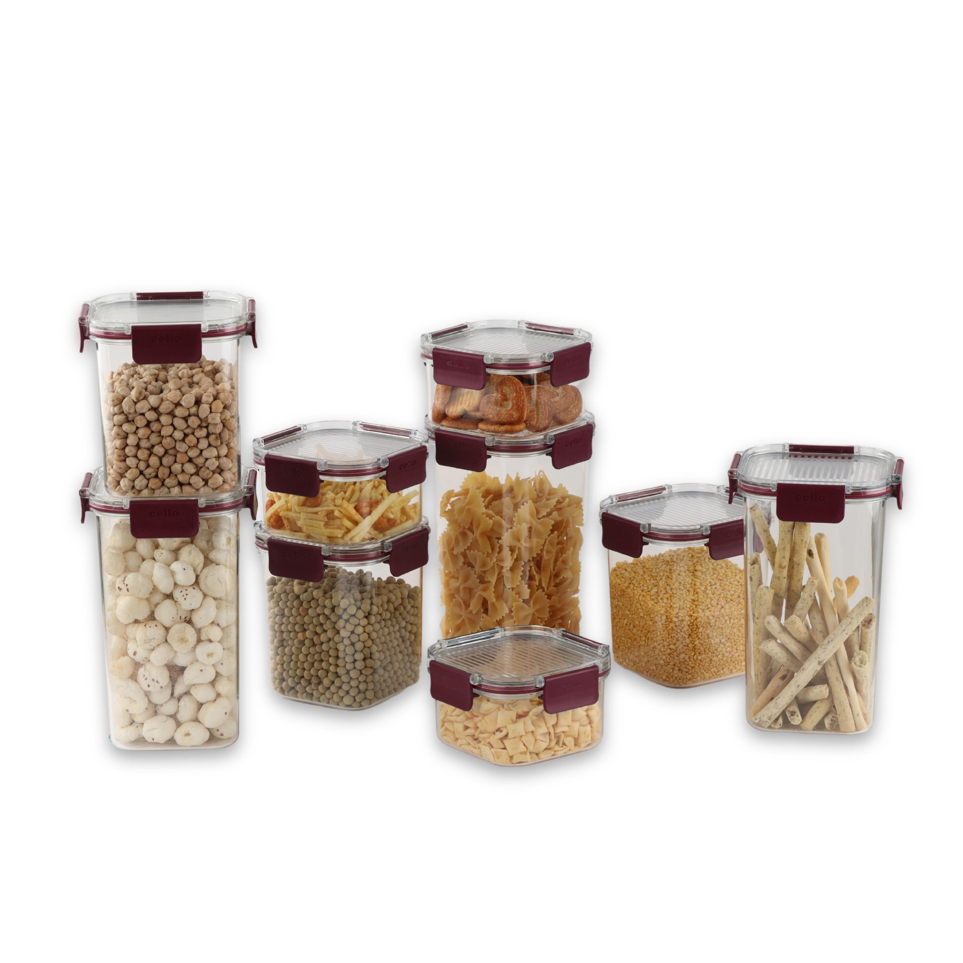 Stack Lock Glass Storage Jar, Set of 9 Maroon