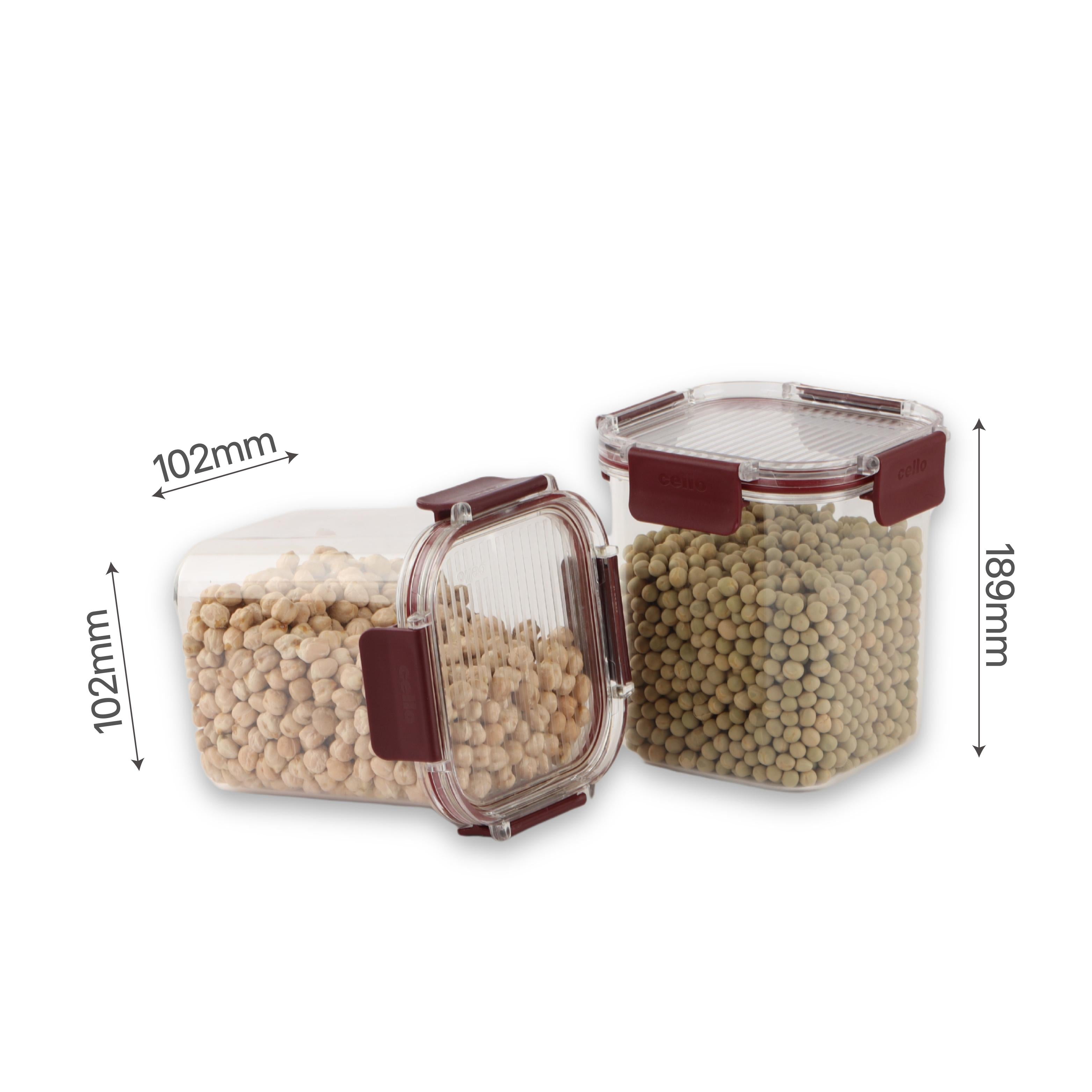 Stack Lock Glass Storage Jar, Set of 9 Maroon