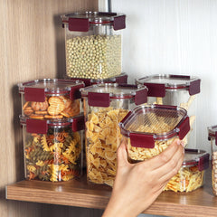 Stack Lock Glass Storage Jar, Set of 9 Maroon