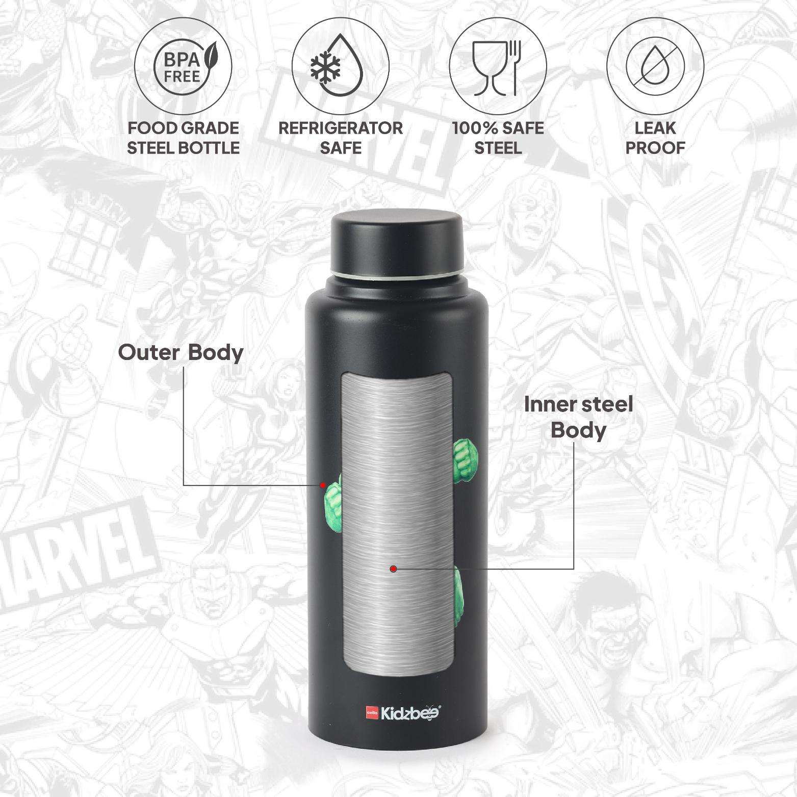 Vortex Kids Steel Water Bottle 3D Design, 720 ml Hulk / 720 ml