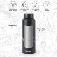 Vortex Kids Steel Water Bottle 3D Design, 720 ml Spiderman / 720 ml