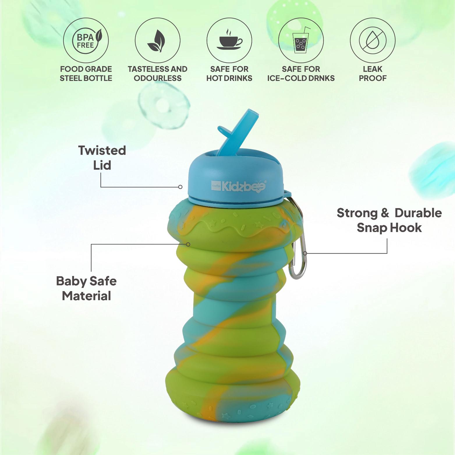 Expando Donut 600 Kids Silicone Bottle, 550 ml Blue