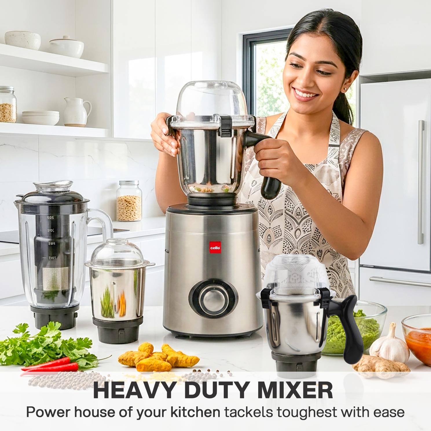 Steelox Pro 1000W Mixer Grinder with 3 Stainless Steel Jars, 1.5L Juicer Jar with 5-Year Warranty 1000