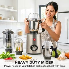 Steelox Pro 1000W Mixer Grinder with 3 Stainless Steel Jars, 1.5L Juicer Jar with 5-Year Warranty 1000