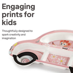 Melmo Racers Kids Melamine Plate, 1 Piece Pink